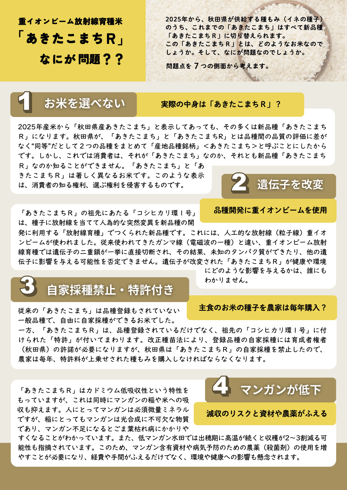 「あきたこまちR」何が問題